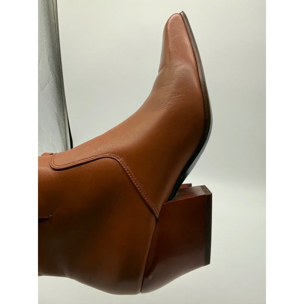 Franco Sarto Amber Leather Ankle Boots‎ Womens 7M Brown Excellent  Buckle Zip